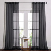 Black Sheer Window Grommet Curtain Set - Fluent Trends