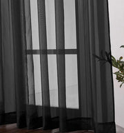 Black Sheer Window Grommet Curtain Set - Fluent Trends
