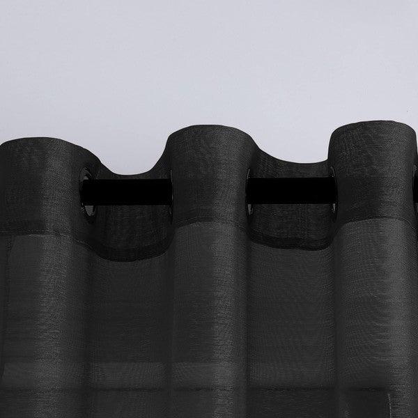 Black Sheer Window Grommet Curtain Set - Fluent Trends