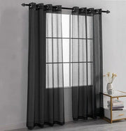 Black Sheer Window Grommet Curtain Set - Fluent Trends