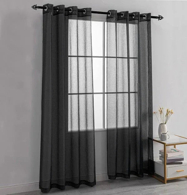 Black Sheer Window Grommet Curtain Set - Fluent Trends
