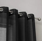 Black Sheer Window Grommet Curtain Set - Fluent Trends