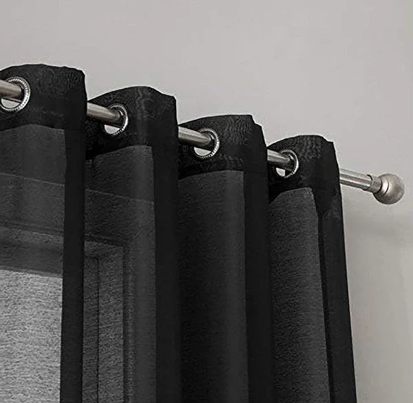 Black Sheer Window Grommet Curtain Set - Fluent Trends