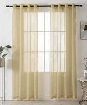 Gold Sheer Window Grommet Curtain Set - Fluent Trends