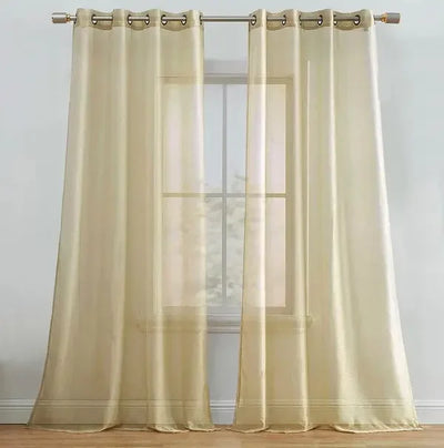 Gold Sheer Window Grommet Curtain Set - Fluent Trends