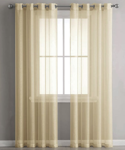 Gold Sheer Window Grommet Curtain Set