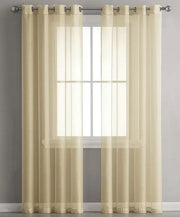 Gold Sheer Window Grommet Curtain Set - Fluent Trends