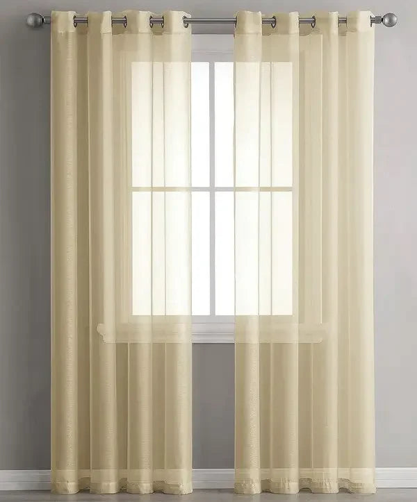 Gold Sheer Window Grommet Curtain Set - Fluent Trends