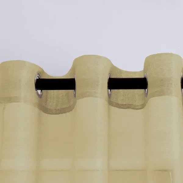 Gold Sheer Window Grommet Curtain Set - Fluent Trends