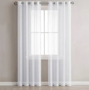 White Sheer Window Grommet Curtain Set - Fluent Trends
