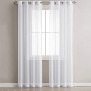 White Sheer Window Grommet Curtain Set