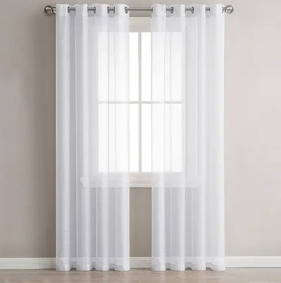 White Sheer Window Grommet Curtain Set - Fluent Trends