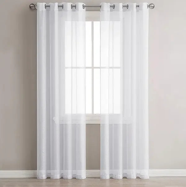 White Sheer Window Grommet Curtain Set - Fluent Trends