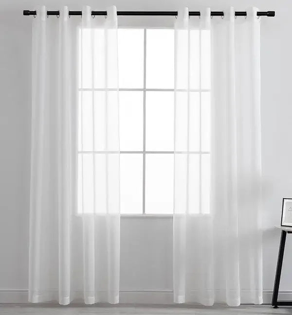 White Sheer Window Grommet Curtain Set - Fluent Trends