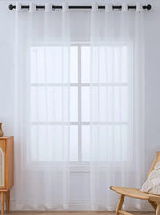 White Sheer Window Grommet Curtain Set - Fluent Trends