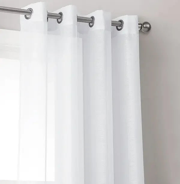 White Sheer Window Grommet Curtain Set - Fluent Trends