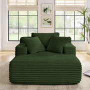 Green Corduroy Chaise Lounge Sofa Bed - Modern Foam Cloud Couch for Living Room - Fluent Trends