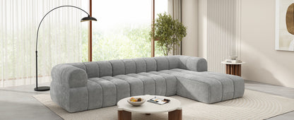 122' Modern L-Shaped Sectional Sofa with High-Density Sponge Right Hand Facing