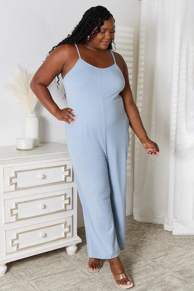 Basic Bae Full Size Spaghetti Strap V-Neck Jumpsuit - Fluent Trends