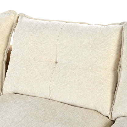 Fluent Trends U-Shaped Chenille Sectional Sofa - Beige 6-Seater with Adjustable Armrests - Fluent Trends