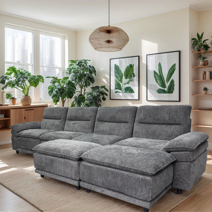 141'' Wide Modern U-shaped Sectional Sofa with high back cushion,6-seat Upholstered Dark Grey Streamdale Furniture