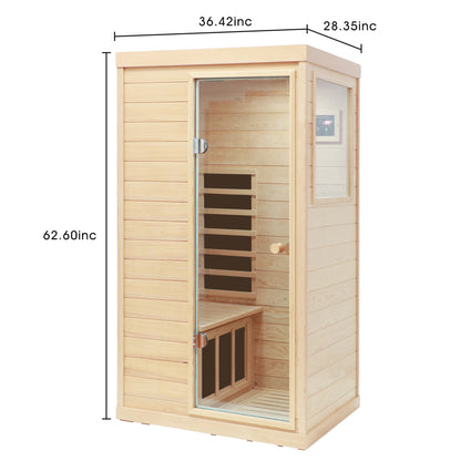 Natural Hemlock Wood | Mini One Person | Right Door Far Infrared Sauna - Fluent Trends