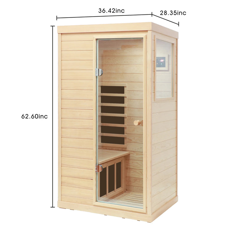 Natural Hemlock Wood | Mini One Person | Right Door Far Infrared Sauna - Fluent Trends