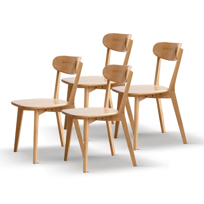 Natural Oak Dining Chair Set of 4 - Solid Wood, FAS Grade, Simple Design, 46.5x54x80cm - Fluent Trends Dining Chairs