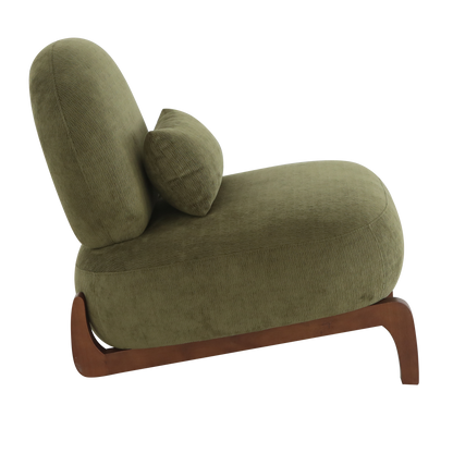 Modern Green Velvet Armless Accent Chair with Solid Wood Legs - Fluent Trends