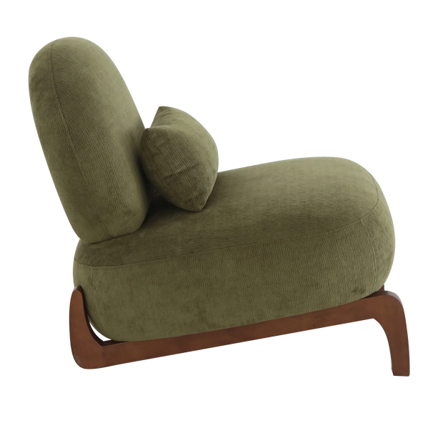 Modern Green Velvet Armless Accent Chair with Solid Wood Legs - Fluent Trends