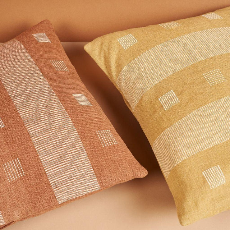 Chokor Nira Ochre Organic Cotton Handloom Pillow - Fluent Trends