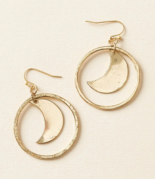 Diya Crescent Moon Gold Hoop Dangle Earrings - Fluent Trends