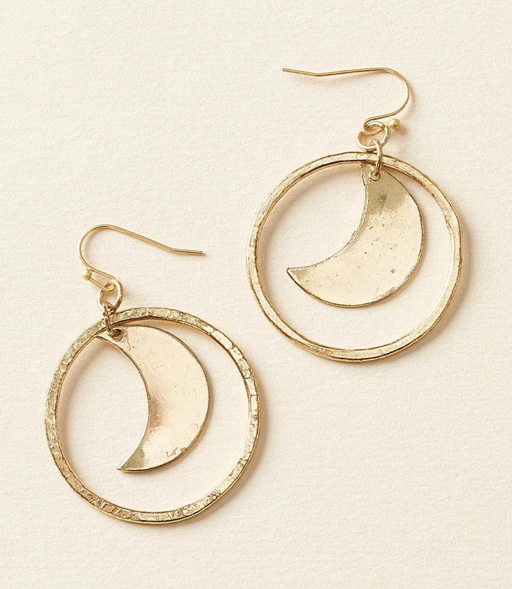 Diya Crescent Moon Gold Hoop Dangle Earrings - Fluent Trends