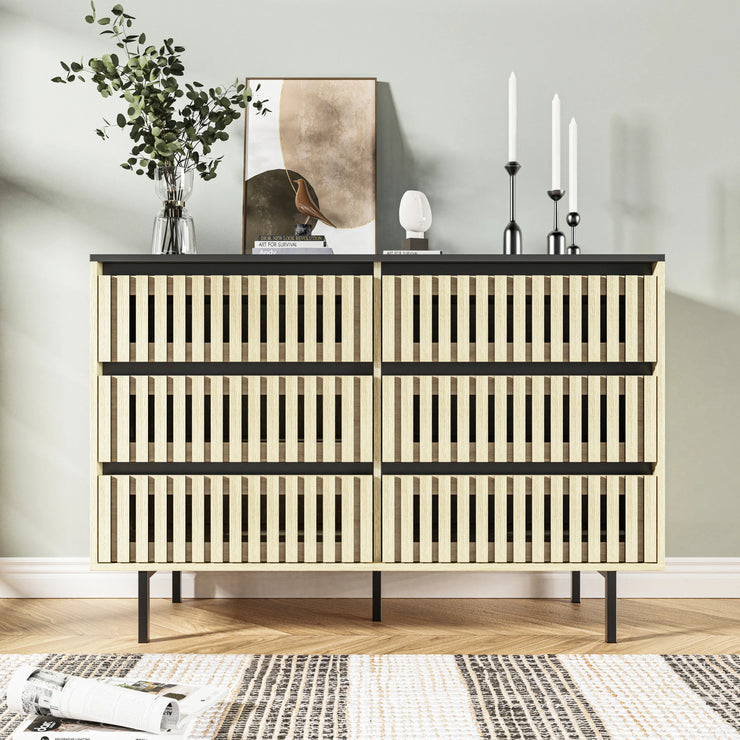 Fluted Bedroom 6 Modern Minimalist Drawer Dresser Two-tone Design - Fluent Trends