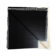 Ink Black White Ombre Textured Throw In Hand Spun Merino And Hand Stitched Hem - Fluent Trends Throw Blankets