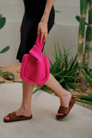 Mackenzie Knit Clutch in Fuchsia - Fluent Trends