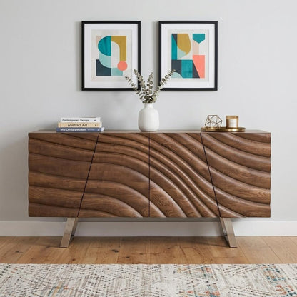 71" 3D Textured Buffet Cabinet – Natural Brown