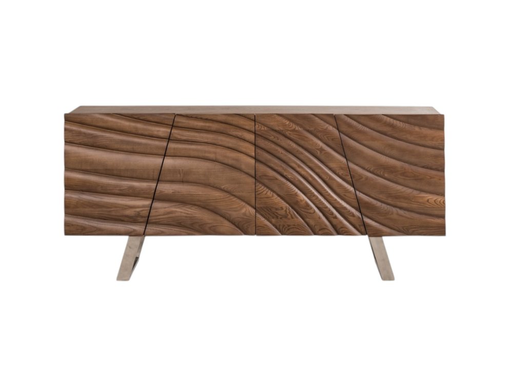 71" 3D Textured Buffet Cabinet – Natural Brown