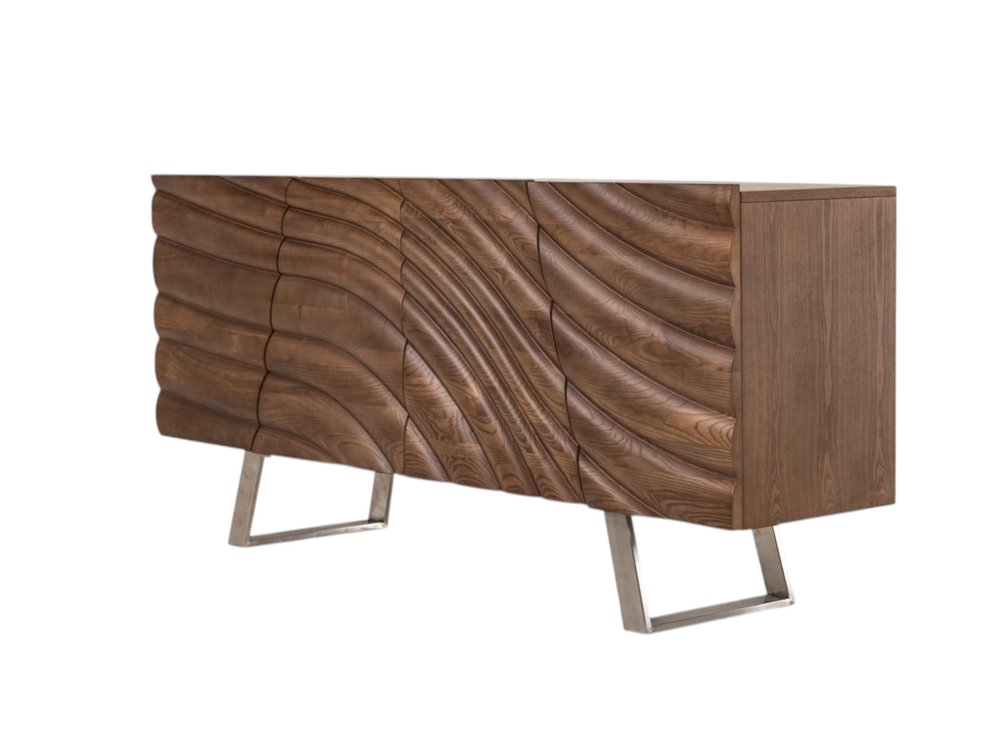 71" 3D Textured Buffet Cabinet – Natural Brown