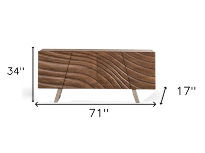 71" 3D Textured Buffet Cabinet – Natural Brown
