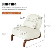 Modern White Velvet Armless Accent Chair with Solid Wood Legs - Fluent Trends