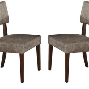 Set of 2 Gray Fabric And Espresso Dining Chairs