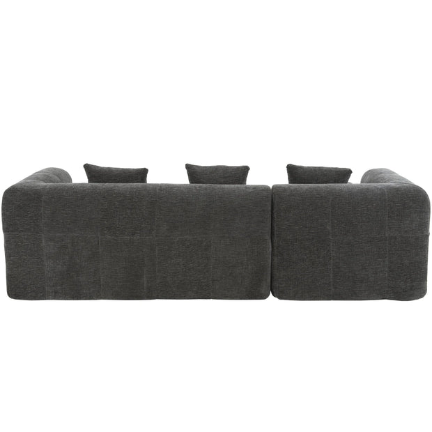 Modern Grey Modular Sectional Sofa with Deep Seating and Side Pockets in Chenille Fabric - Fluent Trends