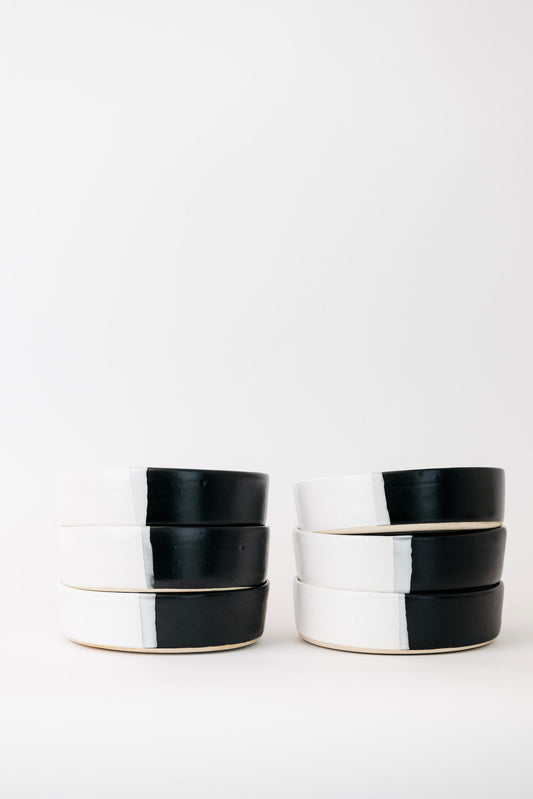 Dawson Stoneware Bowl - Matte Black/White - Set of 6 THELIFESTYLEDCO Shop