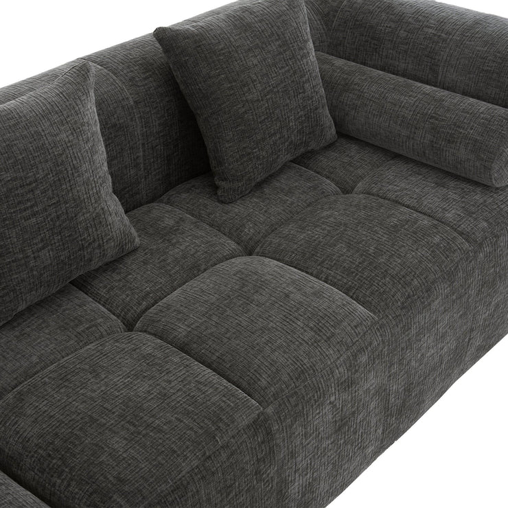 Modern Grey Modular Sectional Sofa with Deep Seating and Side Pockets in Chenille Fabric - Fluent Trends