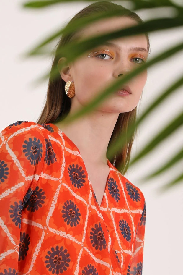 Sun Print Chiffon Dress - Fluent Trends