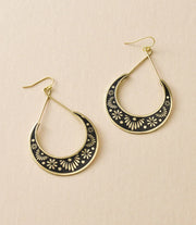Nisha Crescent Moon Hoop Earrings - Gold, Black - Fluent Trends