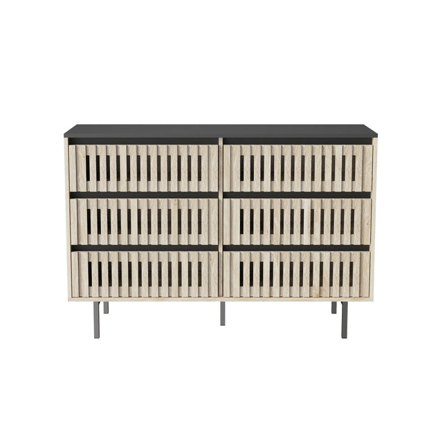 Fluted Bedroom 6 Modern Minimalist Drawer Dresser Two-tone Design - Fluent Trends