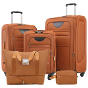 Orange Softside Expandable 3-Piece Luggage Set with Duffel Bag, Spinner Suitcases & TSA Lock - Fluent Trends