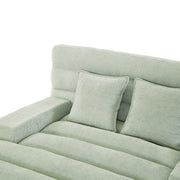 Green Chenille Chaise Lounge Sofa Bed with Adjustable Back & Smart RGB LED Lights - Fluent Trends